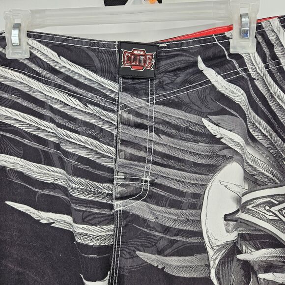 MMA Elite Fight Shorts Mens Extra Large Wrestle Board Shorts Skulls Wings Grunge - Picture 2 of 13